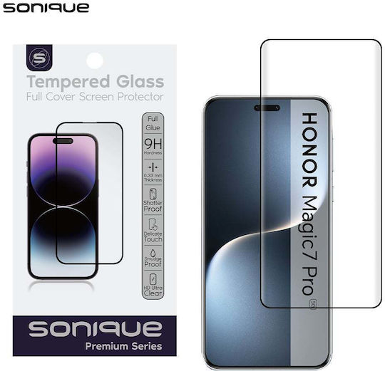 Извит стъклен протектор Sonique Premium Series HD Full Cover 9H за Honor Magic7 Pro 5G Черен