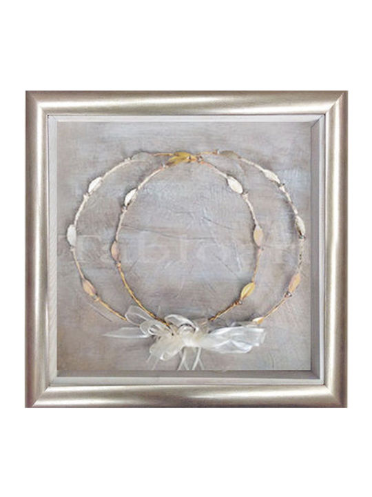 Wall-Mounted Square Wedding Crown Case Wooden Silver 30x30cm