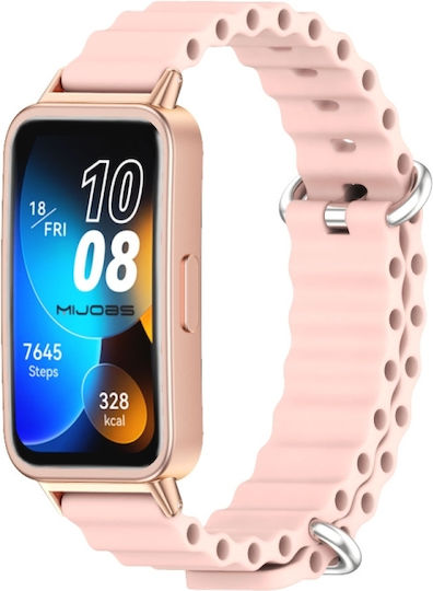 Huawei Band 8 9 Mijobs Marine Silicone Breathable Watch Band Ροζ+ροζ Χρυσό