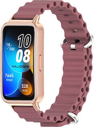 Curea pentru ceas Huawei Band 8 9 Mijobs din silicon marin respirabil, roșu vin+aur roz