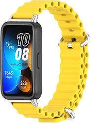 Curea Ceas Huawei Band 8 9 Mijobs Marine Silicon Respirabil Galben+Argintiu