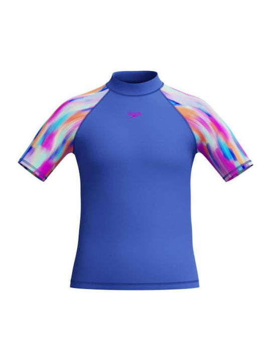 Speedo Printed Kinder Badeanzug Rashguard Blau
