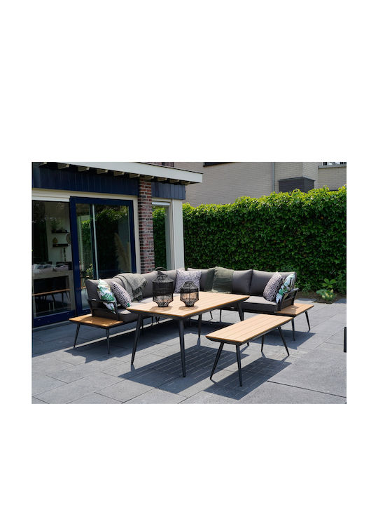 Set Cameră De Zi Pentru Exterior Arezzo 3 Piese Gri Cu Perne
