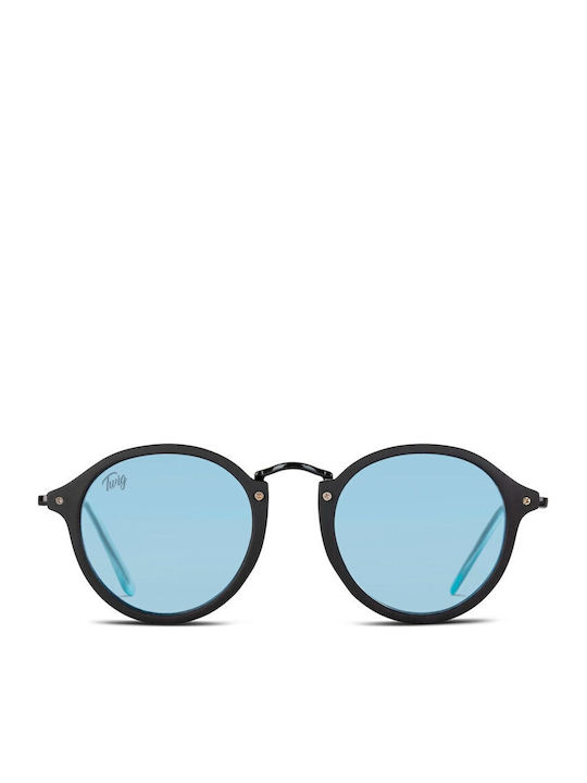 Twig Klimt Unisex Sunglasses with Black Frame and Light Blue Lens KLI05