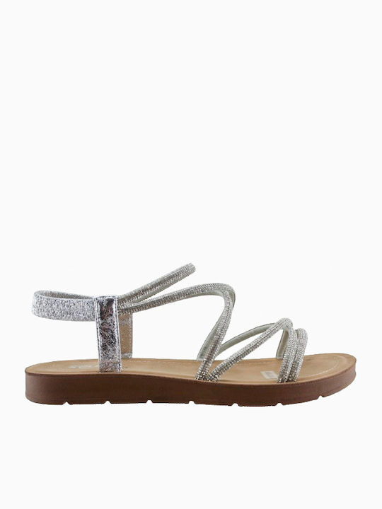 Women's Flat Sandals in Silver Color
