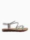 Women's Flat Sandals in Silver Color