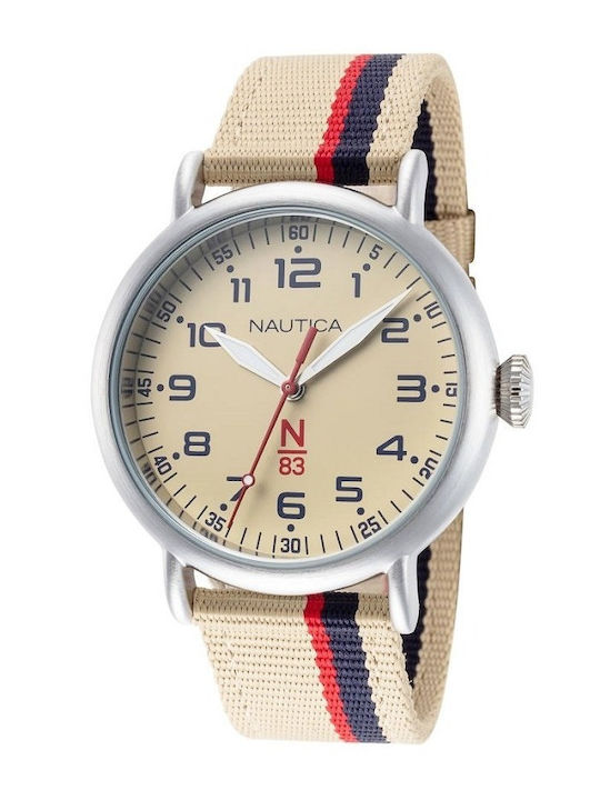 Nautica Men's Watch Battery with Beige Fabric Strap