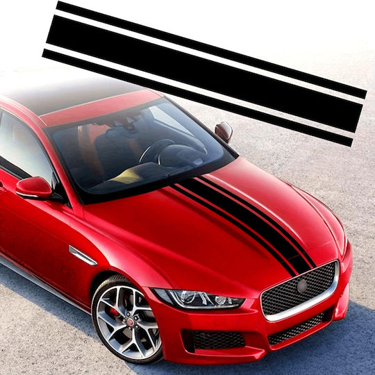 Adhesive Sticker Tuning Model "triple Stripes" Size 125 X 22 Cm Color Black