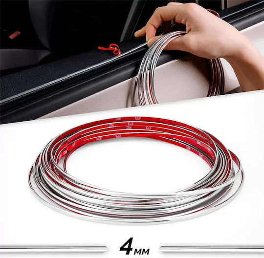 Rulou Ornament Autoadeziv 4mm X 15m Culoare Crom Argintiu