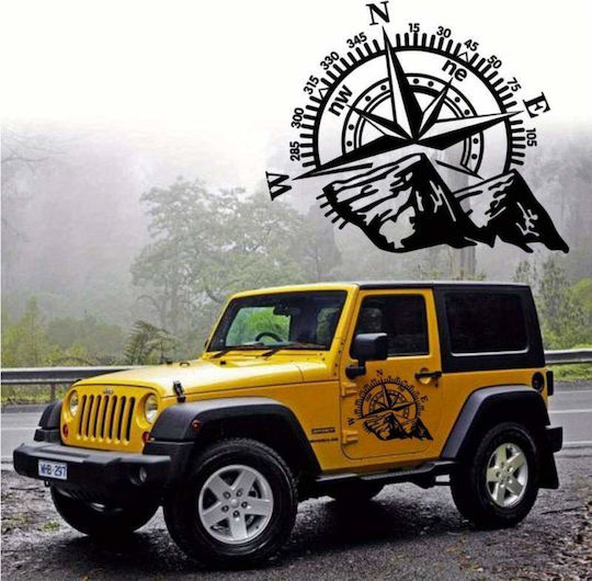 Selbstklebender Aufkleber Offroad-Fahrzeuge Modell Kompass Größe 44 x 55 cm Farbe Schwarz