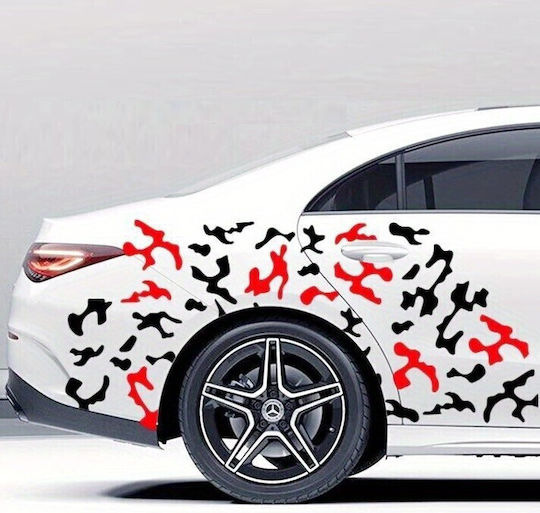 Set 2 Adhesive Tuning Stickers In Two Colors Model "paint Stains" Size 97 X 47 Cm Color Black + Red