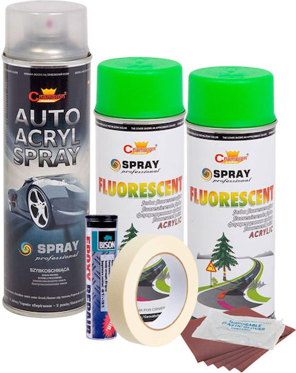 Complete Repair Painting Kit Wheels In Fluorescent Green Color V2
