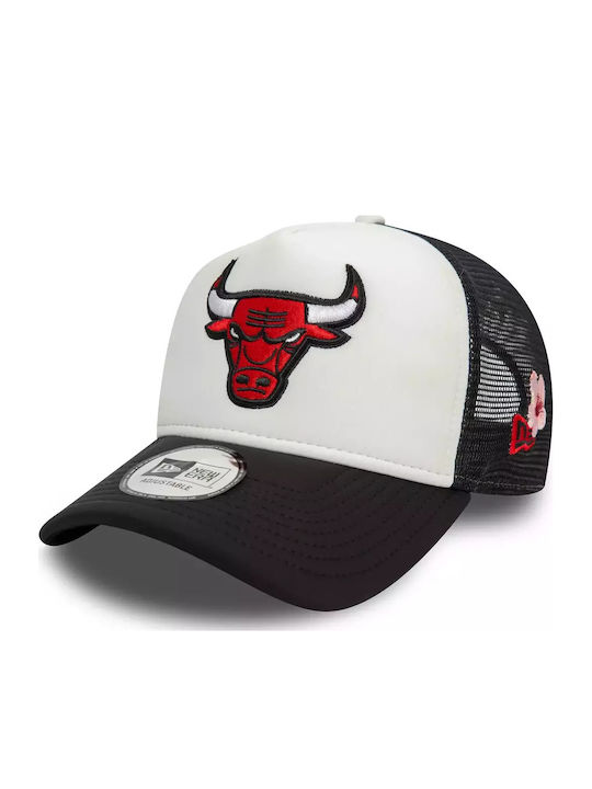 Chicago Bulls Nba Flower Black 9forty A-frame Trucker Adjustable Cap