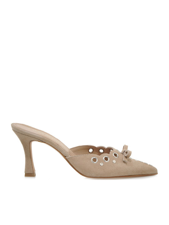 Tsakiris Mallas Suede Mules με Λεπτό Ψηλό Τακού...
