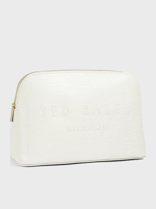 Голяма бяла тоалетна чанта Ted Baker Crocana Nude Croc S253576