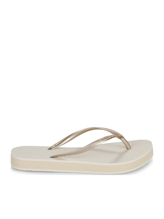 Slim Plattformen Damen Zehentrenner in Gold Farbe