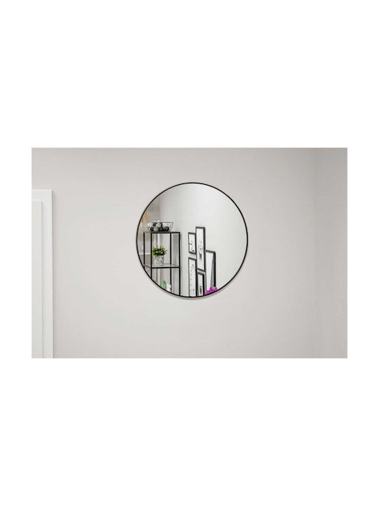 Wall Mirror with Black Metallic Frame Diameter 57.5cm 1pcs