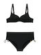 Plus Size Γυναικείο Ανάγλυφο Μαγιό Bikini Μπανέλα Μαύρο