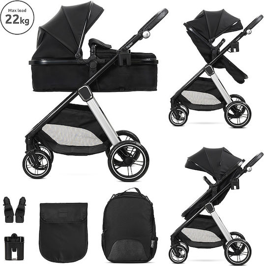 Lorelli Aspen Adjustable 2 in 1 Baby Stroller Suitable for Newborn Black
