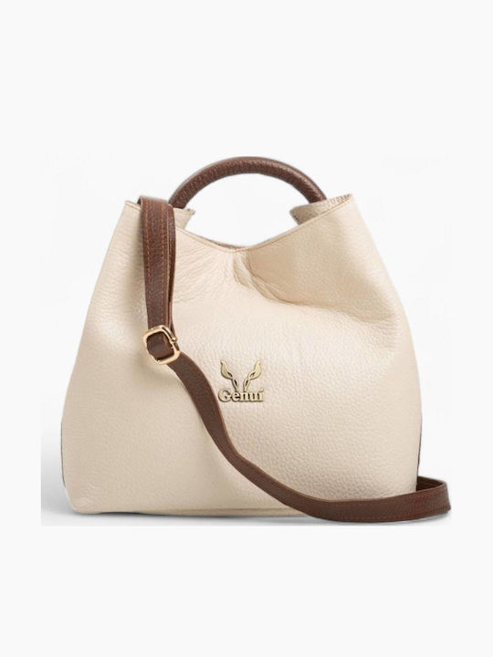 Genui Leather Leather Women's Bag Handbag Ecru