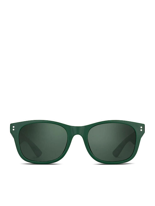 Smooder Unisex Sonnenbrille mit Grün Kunststoff Gestell und Grün Spiegel Linse
