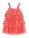 Children's Dress Short Sleeve Tulle Coral