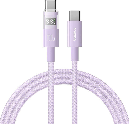 Baseus Редовна USB 2.0 Кабел USB-C мъжки - USB-C мъжки 100W Лилав 1м (P10382702511-00)