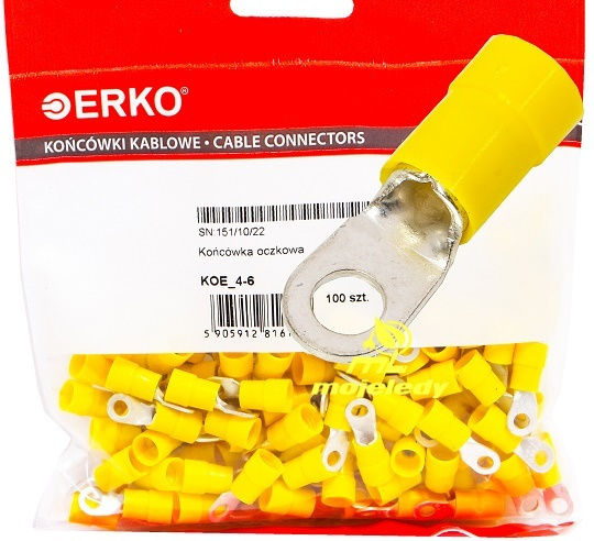 Insulated Eye Terminal Koe 6mm M4 100pcs Erko