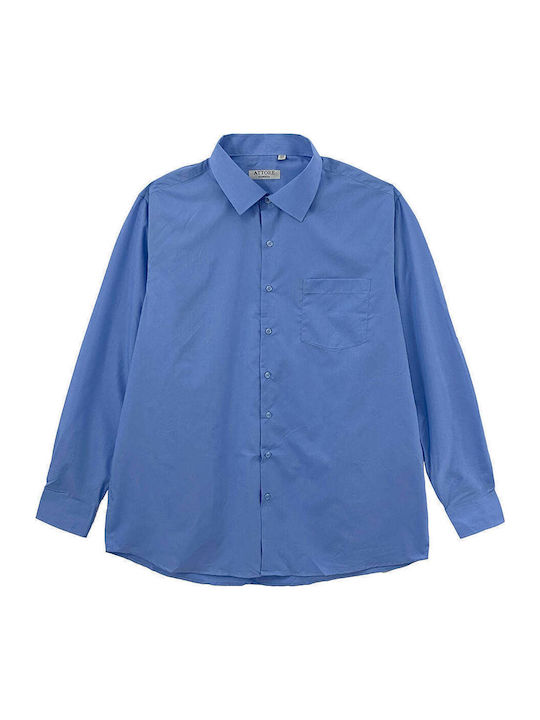 Long-sleeved Cotton Shirt Blue