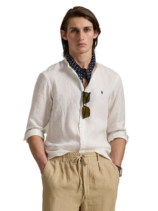 Long-sleeved Linen Shirt White