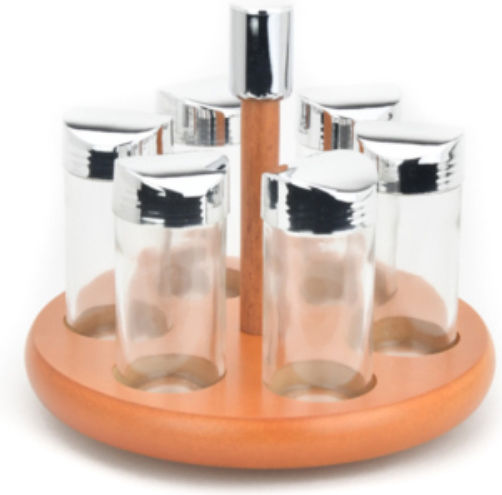 Galifas Glass Tabletop Rotating Spice Rack 6pcs