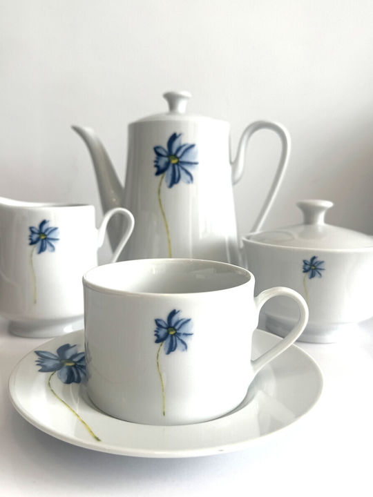 Mayestic Flower Teeset aus Porzellan Blau 9Stück