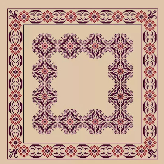 Embroidery Stamped Square "Oriental Charm" 100cm X 100cm 1pc
