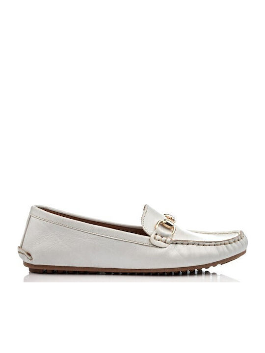 Leder Damen Loafers in Weiß Farbe