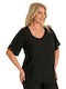 Women's Blouse Short Sleeve Black
