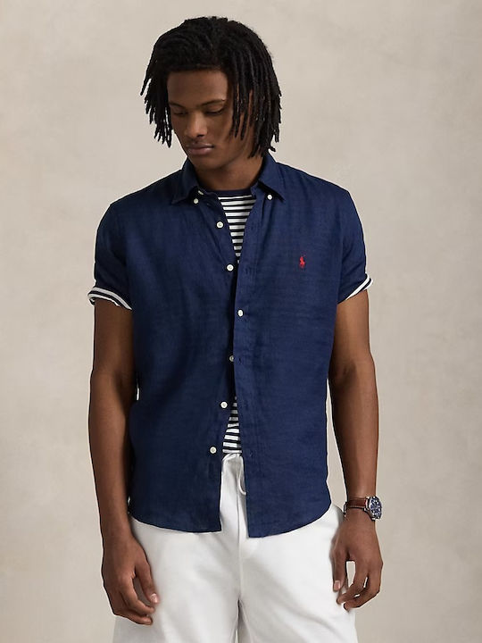 Ralph Lauren Κοντομάνικο Λινό Πουκάμισο Navy