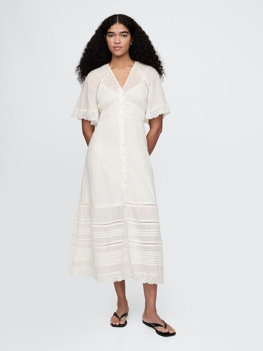 GAP Midi Shirt Dress Dress Off White 717875003