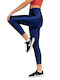 Training Women's Cropped Shiny High Waist Leggings Dark Blue