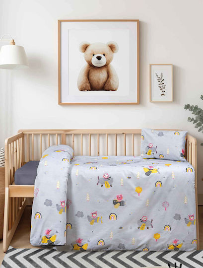 Madi Комплект Бебешки Чаршафи За Количка Памучни Сив 120x170бр