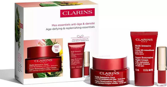 Clarins Super Restorative Hautpflegeset für Anti-Aging, Feuchtigkeitsspendend & Aufhellung 3Stück
