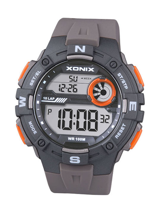 Xonix Digital Men's Watch Battery with Gray Rubber Strap