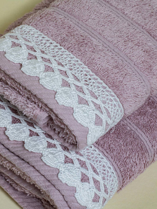 White Fabric Πετσέτα Χεριών Karya Ροζ Βάρους 60...