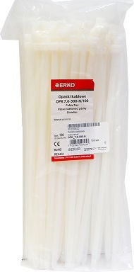 White Cable Tie Opk 300/7.6 Pack 100 Erko