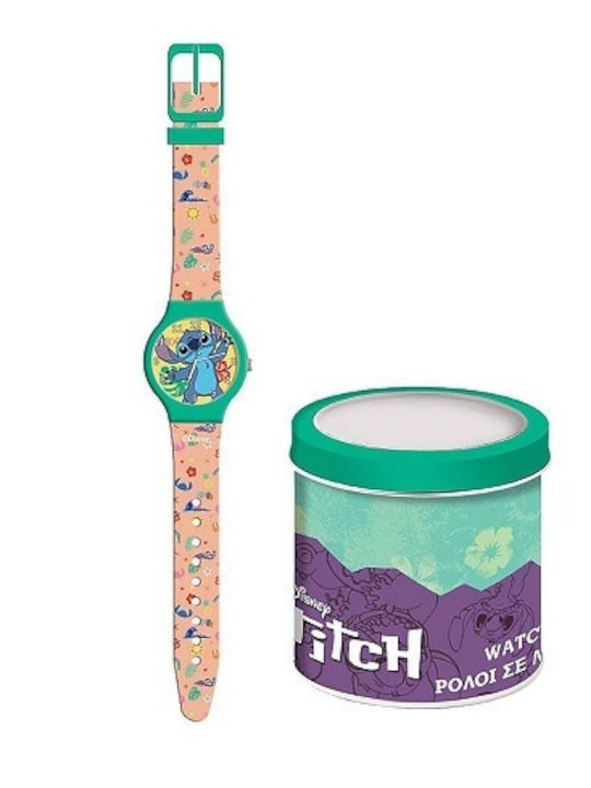 Lilo Stitch Analog Kids Watch Green with Rubber Strap
