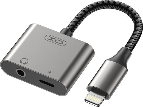 XO Μετατροπέας Lightning / 3.5mm male σε Lightning / 3.5mm female Γκρι 1τμχ 16.005.0363