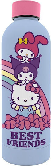Kids Licensing Kids Water Bottle Hello Kitty Stainless Steel with Screw Cap Non Spill Gray 800ml