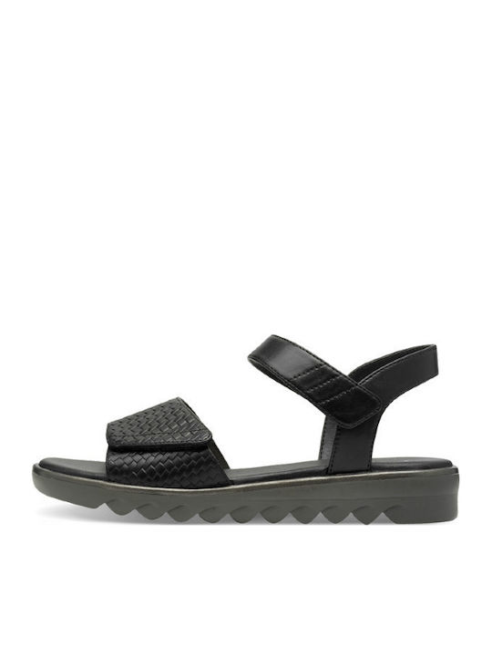 Leather Women's Flat Sandals Anatomic in Black Color