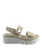 Women's Flat Sandals in Beige Color