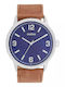 Oozoo Timepieces Ανδρικό Ρολόι 45mm Μπαταρίας με Καφέ Δερμάτινο Λουράκι