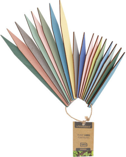 Plant Labels Set of 18 Wooden Colored 18x1.5x0.2cm-12x1.5x0.2cm